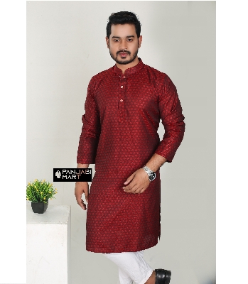 Picture of Stylish And Fashionable Peyaj Cotton Panjabi For Men -
