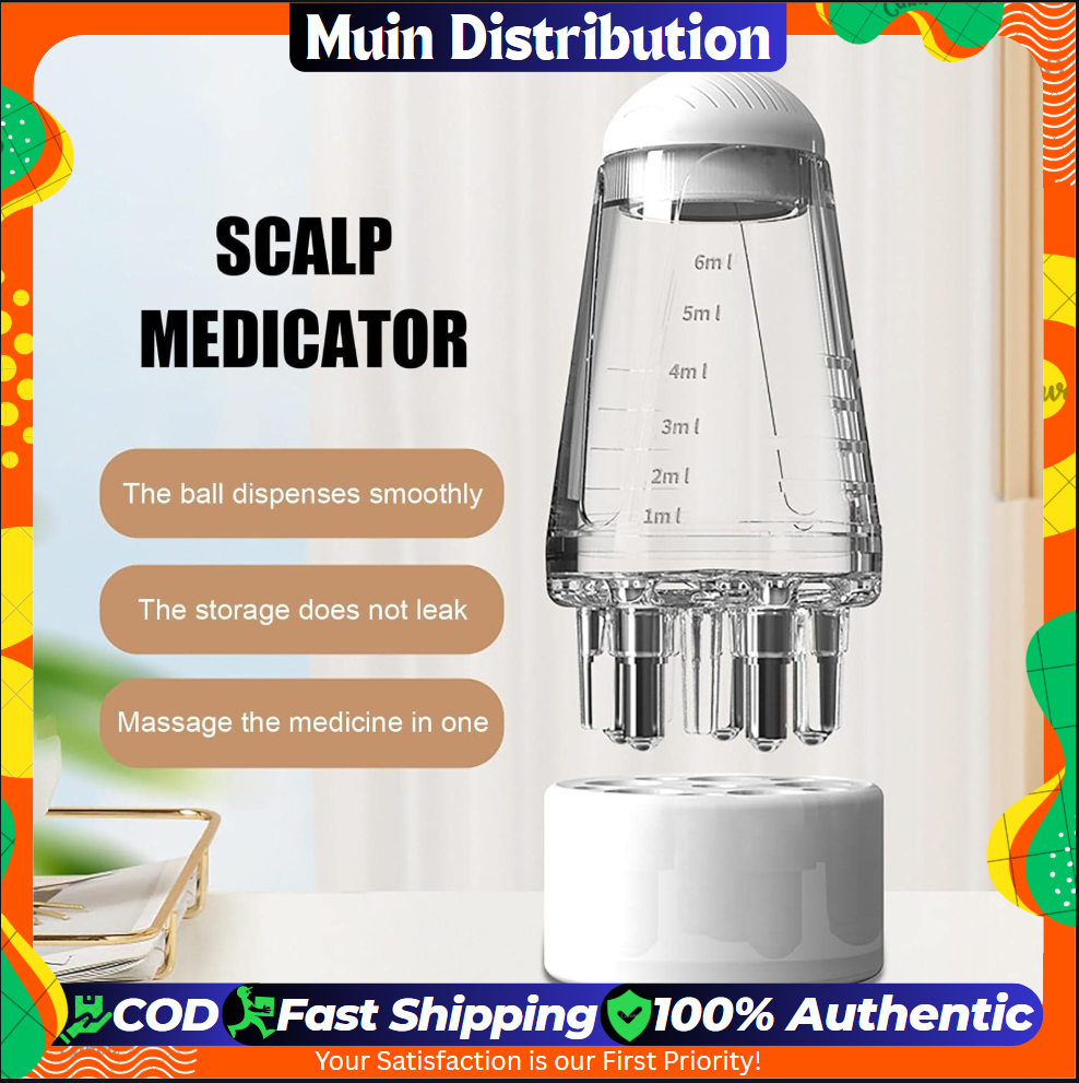 Picture of  Medical Grade Minoxidil & Scalp Oil Applicator With Roller Ball Hair Scalp Massage Brush for Essential Oils & Liquid Medicine Hair Regrowth & Scalp Care Tool - By Muin Distribution - Portable Hair Oil or Scalp Applicator Comb 6ML