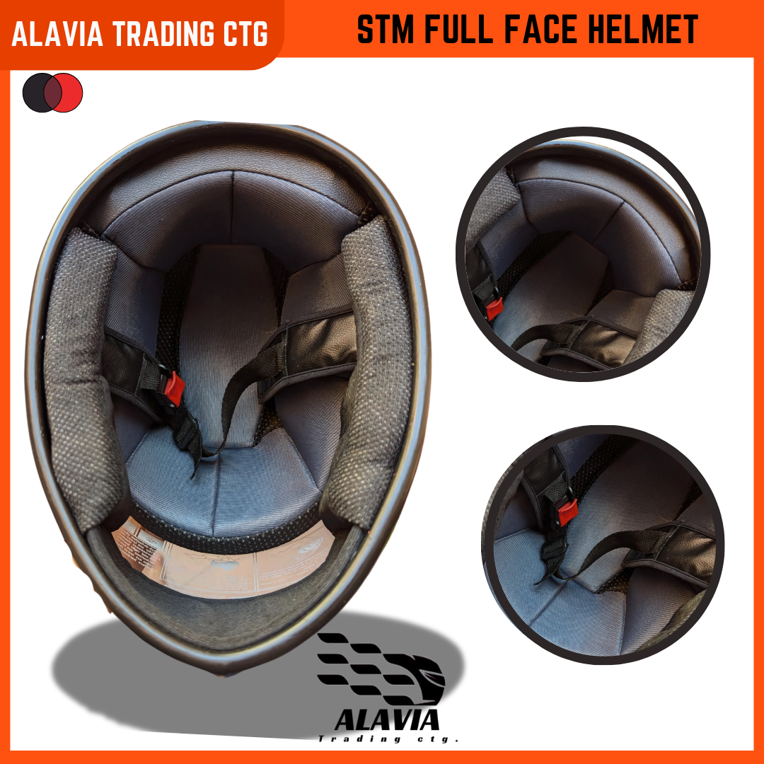 STM Full Face Motorcycle Helmet – Black & Red Stylish Graphics | Lightweight, Comfortable & Durable Bike Helmet for Men & Women