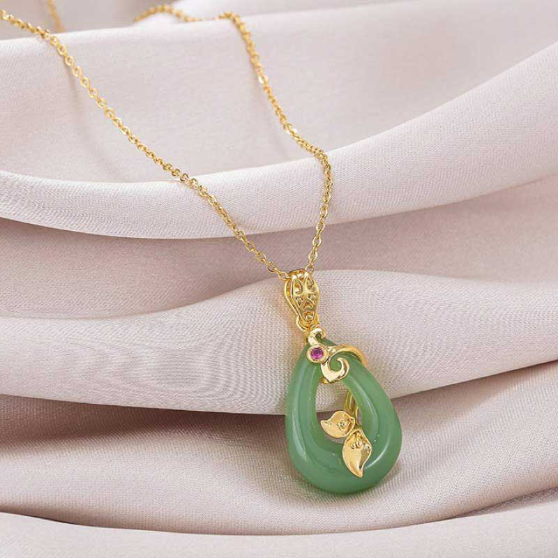 Picture of Buddha Stones Jade Oval Pattern Blessing Fortune Necklace Pendant