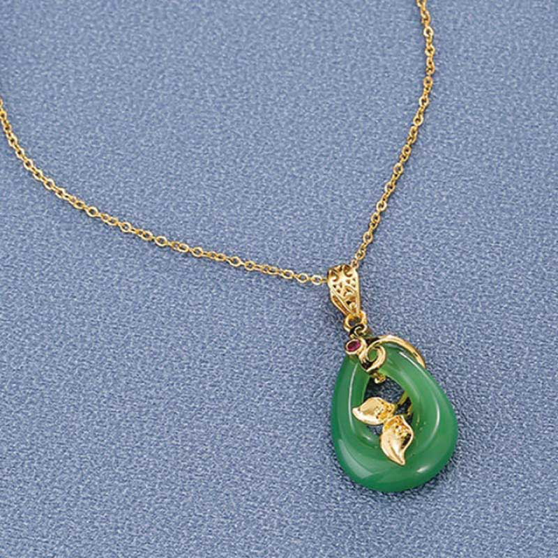 Picture of Buddha Stones Jade Oval Pattern Blessing Fortune Necklace Pendant