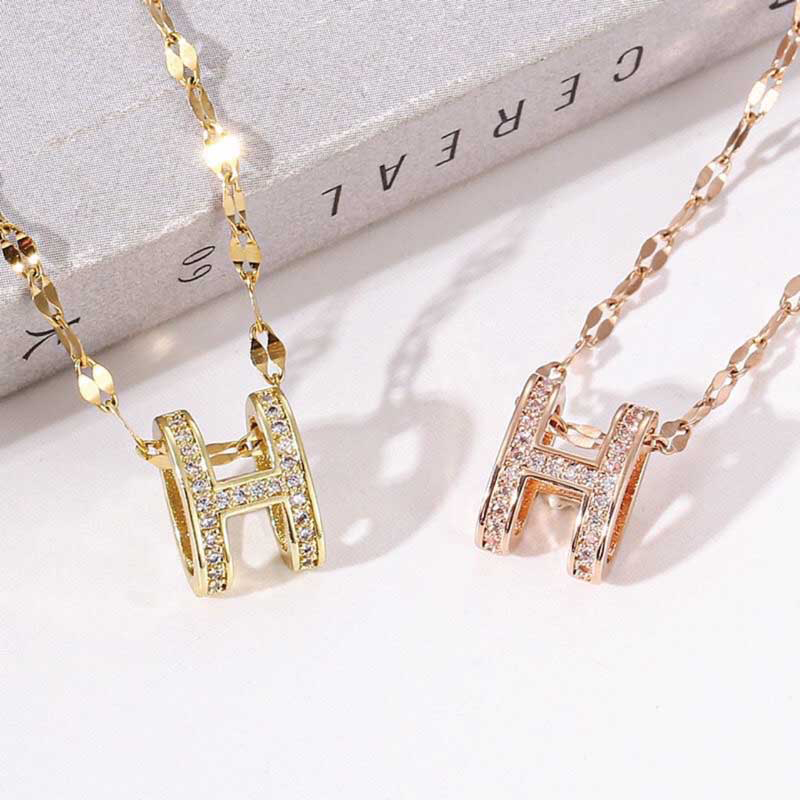 Picture of Gold Plated H Pendant Necklace