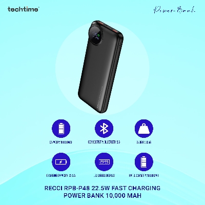 Picture of Recci RPB-P48 22.5W Fast Charging Power Bank 10,000 mAh, Biege Color