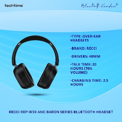 Picture of Recci REP-W79 ANC Over-Ear Headsets for Premium Noise-Canceling Comfort