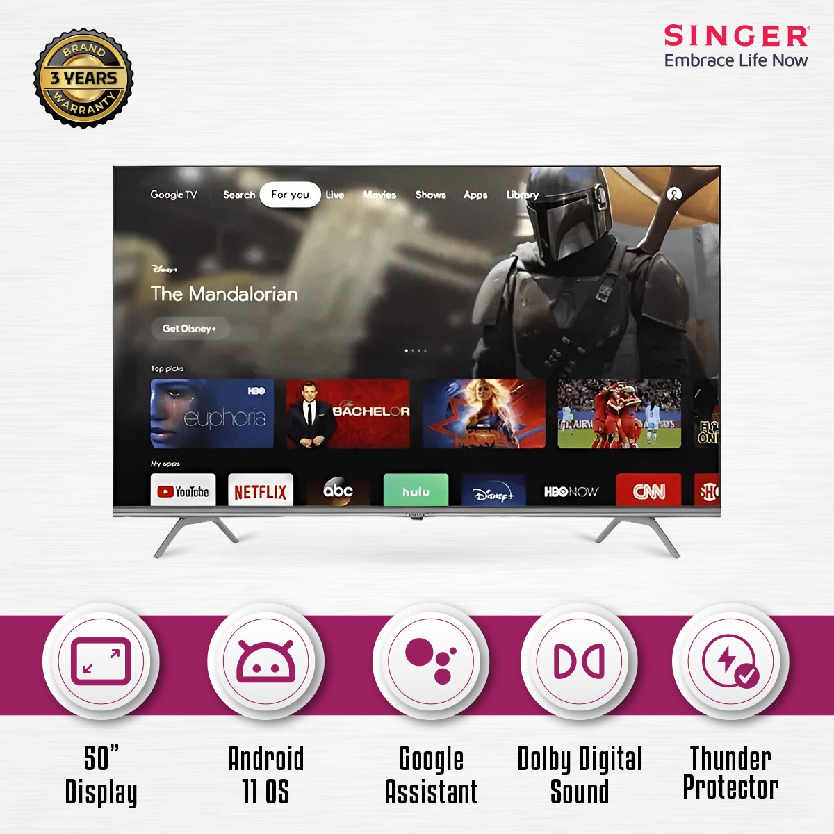 Picture of Singer 50" Frameless 4K Google TV (SLE50G22GOTV)