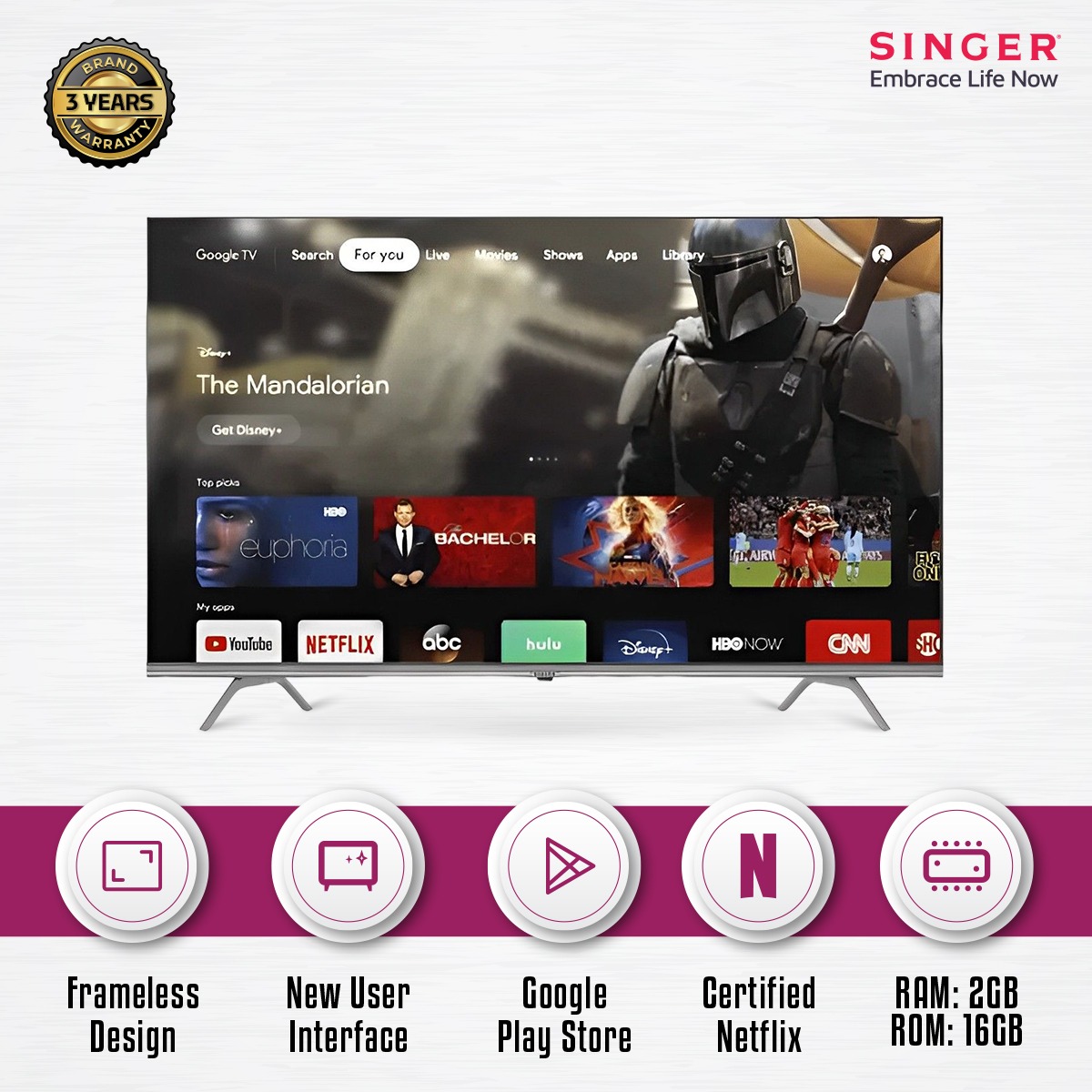 Picture of Singer 50" Frameless 4K Google TV (SLE50G22GOTV)