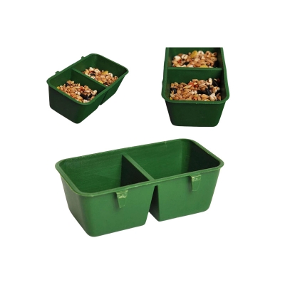 Picture of 1pc 2 in 1 Parrot Food Water Bowl Dual Feeding Cup Plastic Bird Pigeons Cage Water Food Feeder Bird Parrot Pet Aviary Water Bowl