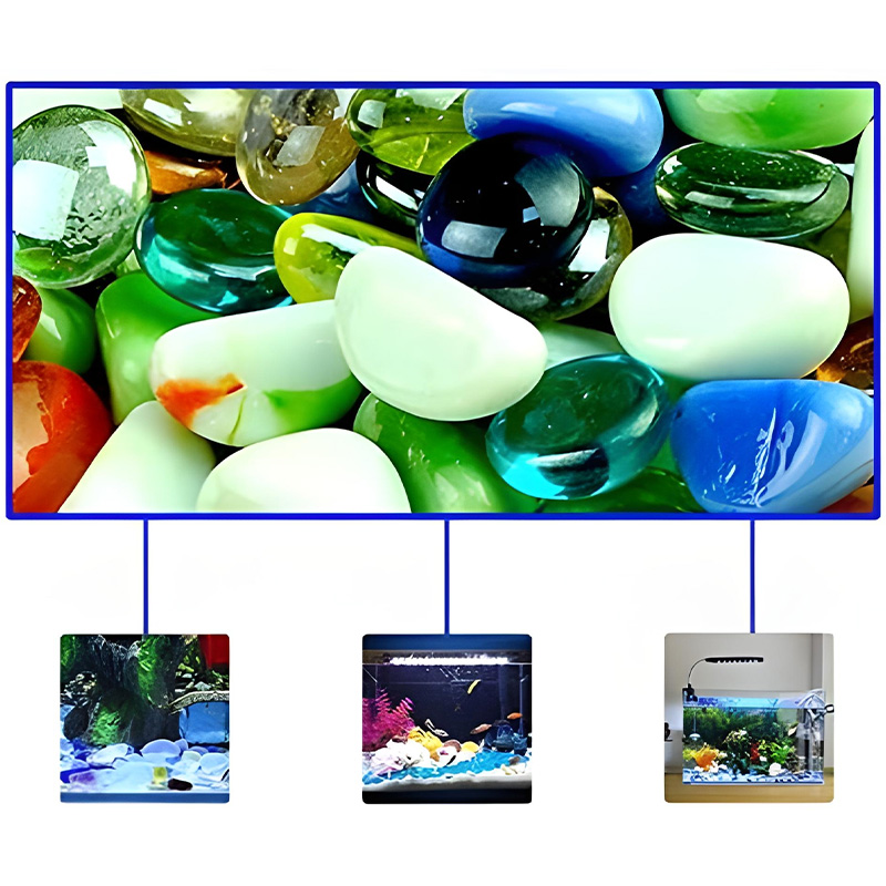Picture of Pebbles gravels Stone Beads for Aquarium and garden Decoration Milky Multi-Coloured Round Glass Table vase Fountain, Upto 100 Pieces