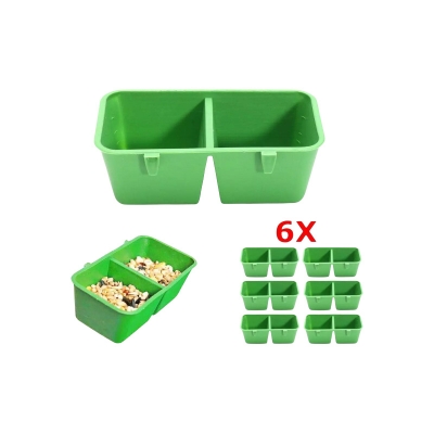 Picture of 6pcs 2 in 1 Parrot Food Water Bowl Dual Feeding Cup Plastic Bird Pigeons Cage Water Food Feeder Bird Parrot Pet Aviary Water Bowl