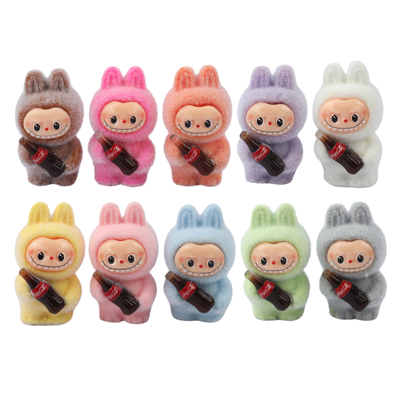 Picture of Flocked Labubu x Coca-Cola Statue Set | 10-Piece Exclusive Limited Edition | Mini Collectible Figurines | The Monsters & Coke Collaboration Series -10 piece set