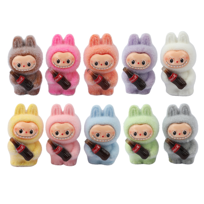 Picture of Flocked Labubu x Coca-Cola Statue Set | 10-Piece Exclusive Limited Edition | Mini Collectible Figurines | The Monsters & Coke Collaboration Series -10 piece set