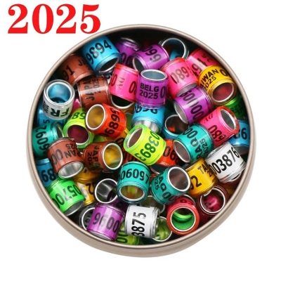 Picture of 2025 Multicolor Racer Pigeon Foot Ring With Word Earrings Quality Durable Bird Ring Pigeon Racing Rings Bird Training Tool 50 Pcs