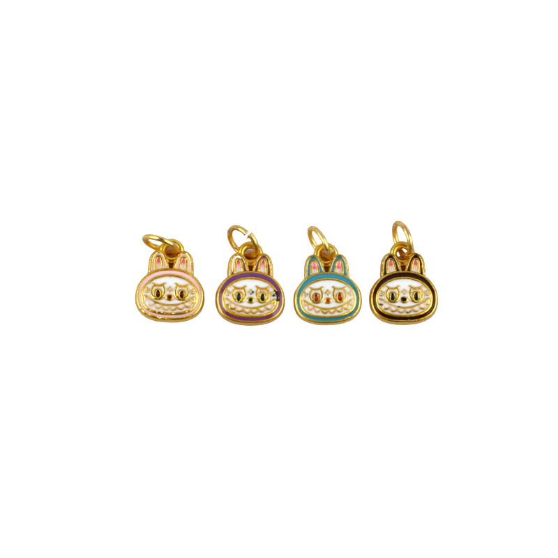 Picture of Miniature Labubu Charm | Gold Finish Collectible Pendant | Cute & Quirky Labubu Head Figurine | Ideal for Charm Bracelets, Necklaces, and Bag Charms- 4 piece set