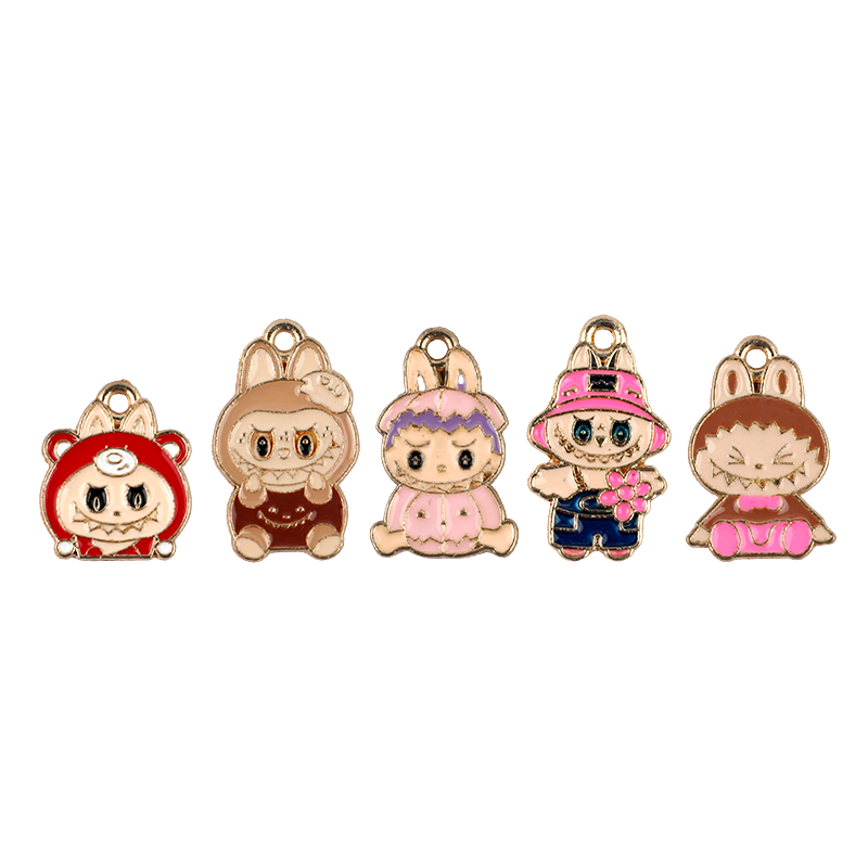 Picture of The Monsters Labubu Enamel Charm Set |Collectible Figurine Pendants | Premium Quality Decorative Accessories for Necklaces & Keychains- 5 piece