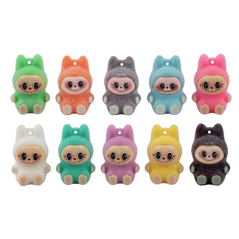 Picture of Mini Labubu Plushie Figurine | Premium Quality Flocked Decorative Figure | Cute & Quirky Labubu Charm | Ideal for Desk or Bag Decoration- 10 piece set