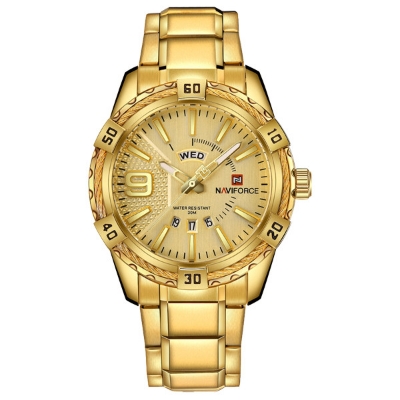 Picture of Naviforce NF9117 - Golden Stainless Steel Analog Watch for Men - Golden