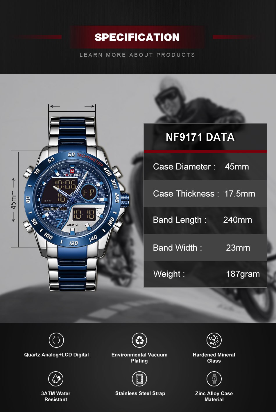 Picture of Naviforce Nf9171 Two-Tone Stainless Steel Wrist Watch  for Men
