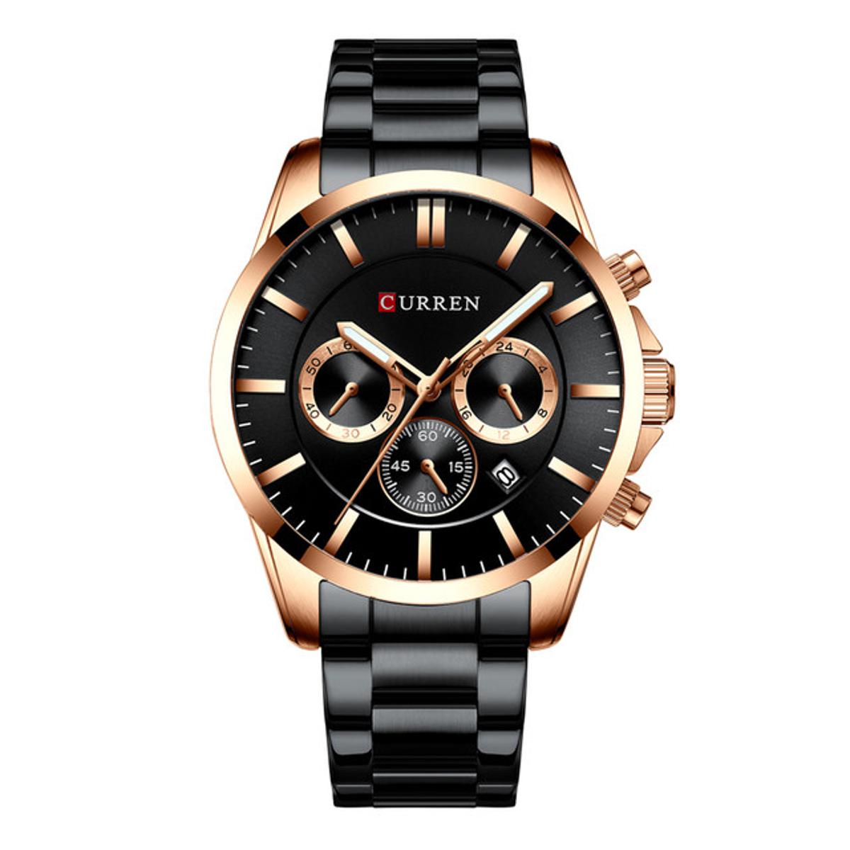 Picture of CURREN 8358 Black Stainless Steel Chronograph Watch For Men - RoseGold & Black