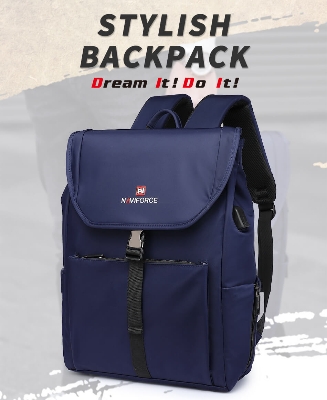 Picture of NAVIFORCE NFB6802 Blue Waterproof Mens Backpack with Separate Laptop Compartment Sport Business Bag - Blue