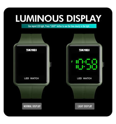 Picture of SKMEI 1541 Green PU LED Watch For Men - Green