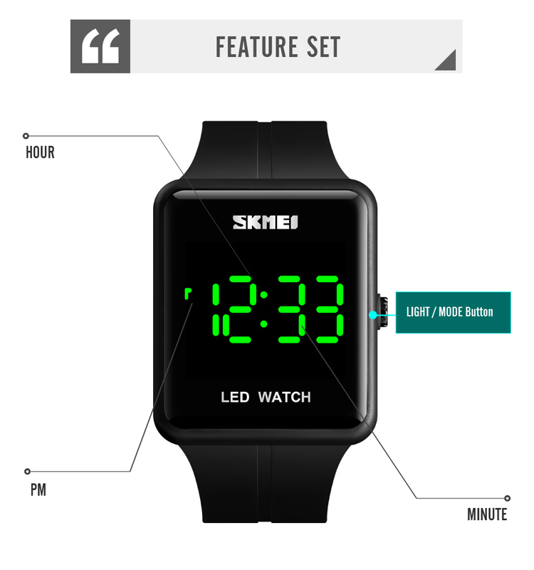 Picture of SKMEI 1541L Black PU LED Watch For Men - Black