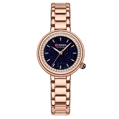 Picture of CURREN 9089 RoseGold Stainless Steel Analog Watch For Women - Royal Blue & RoseGold
