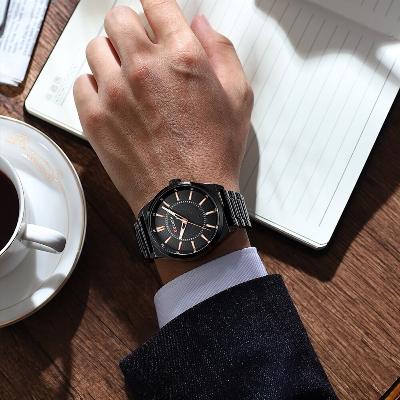 Picture of CURREN C8407M Black Stainless Steel Analog Watch For Men - Black