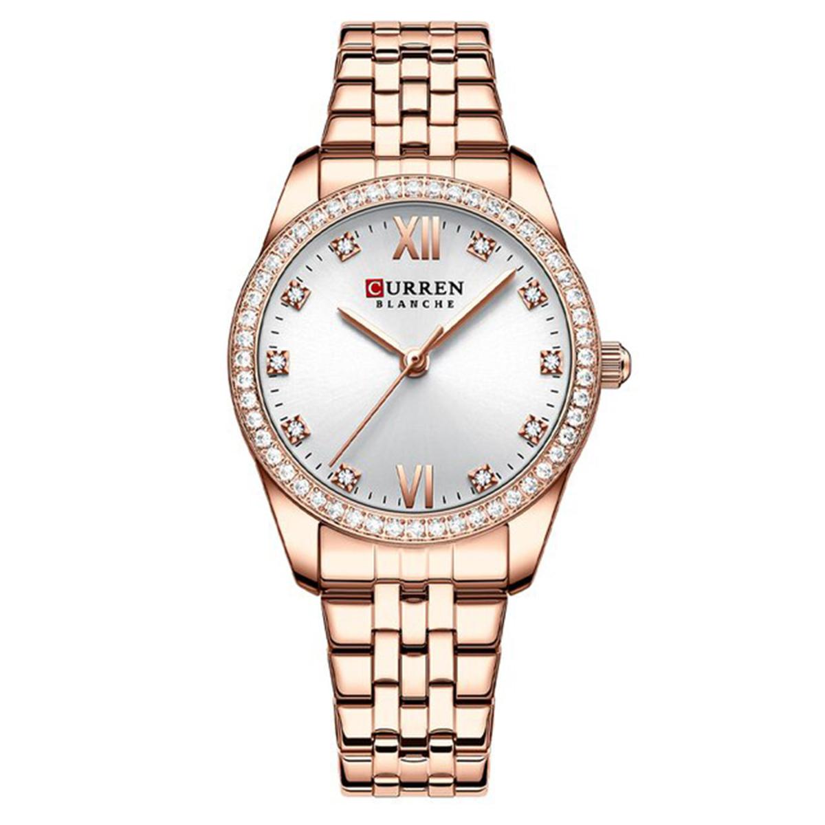 Picture of CURREN C9086W RoseGold Stainless Steel Analog Watch For Women - White & RoseGold