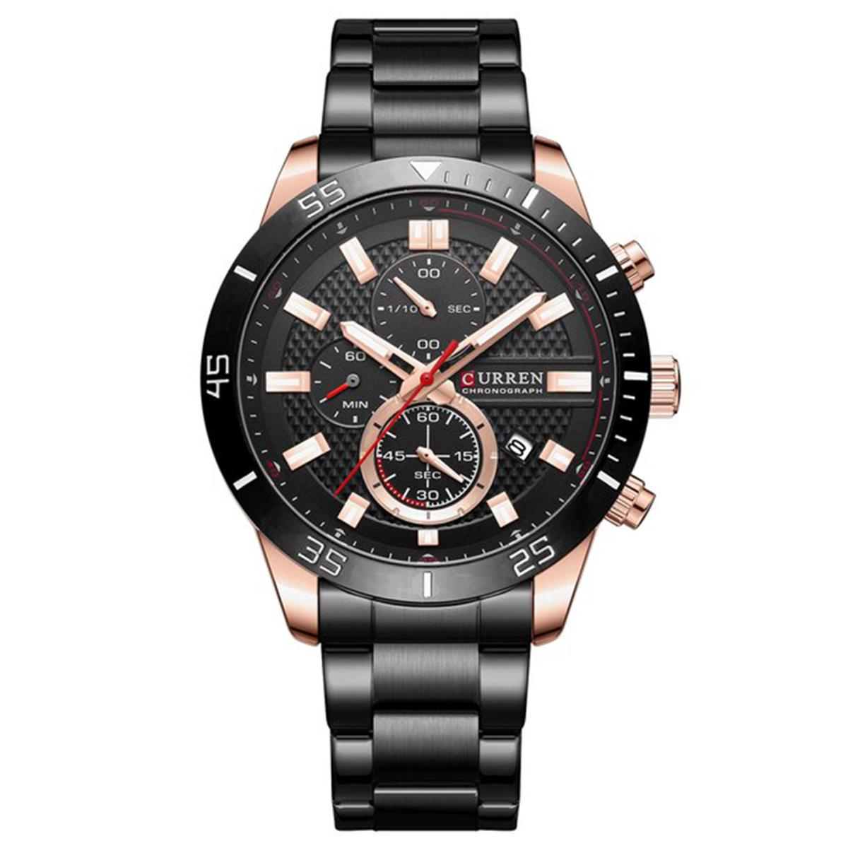 Picture of CURREN 8417 Black Stainless Steel Chronograph Watch For Men - RoseGold & Black