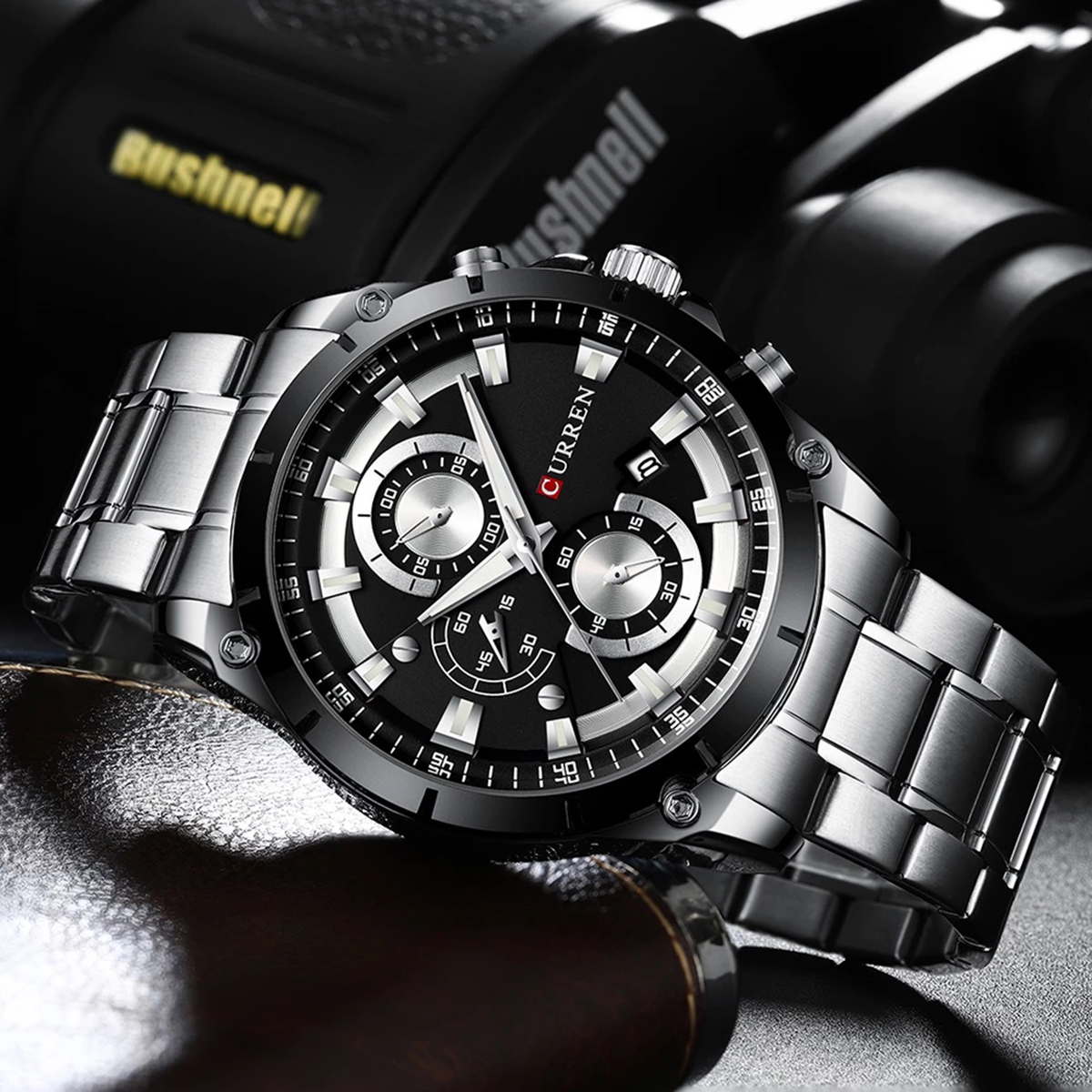 Picture of CURREN C8360G Stainless Steel Chronograph Watch For Men - Black Silver