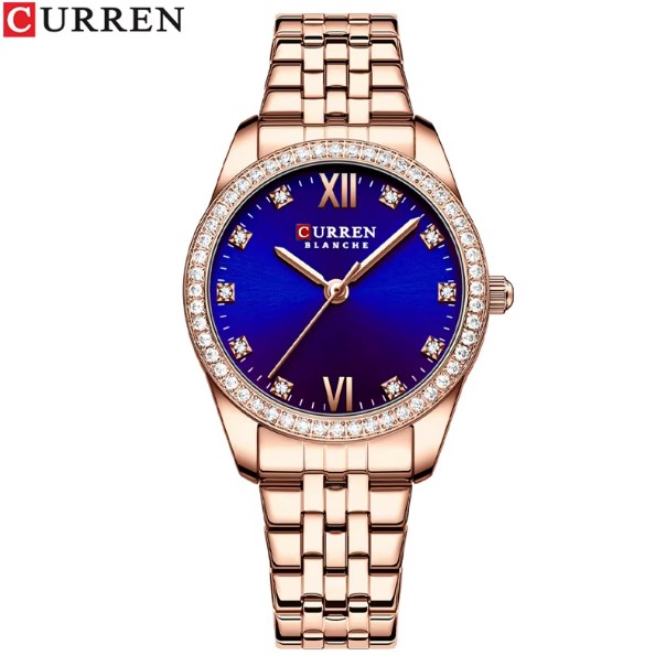 Picture of CURREN 9086 RoseGold Stainless Steel Analog Watch For Women - Royal Blue & RoseGold
