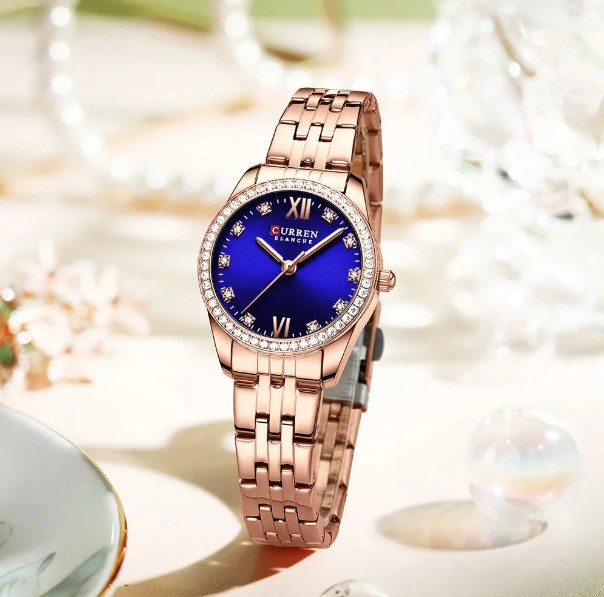 Picture of CURREN 9086 RoseGold Stainless Steel Analog Watch For Women - Royal Blue & RoseGold