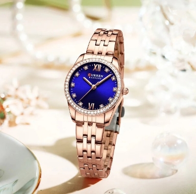 Picture of CURREN 9086 RoseGold Stainless Steel Analog Watch For Women - Royal Blue & RoseGold