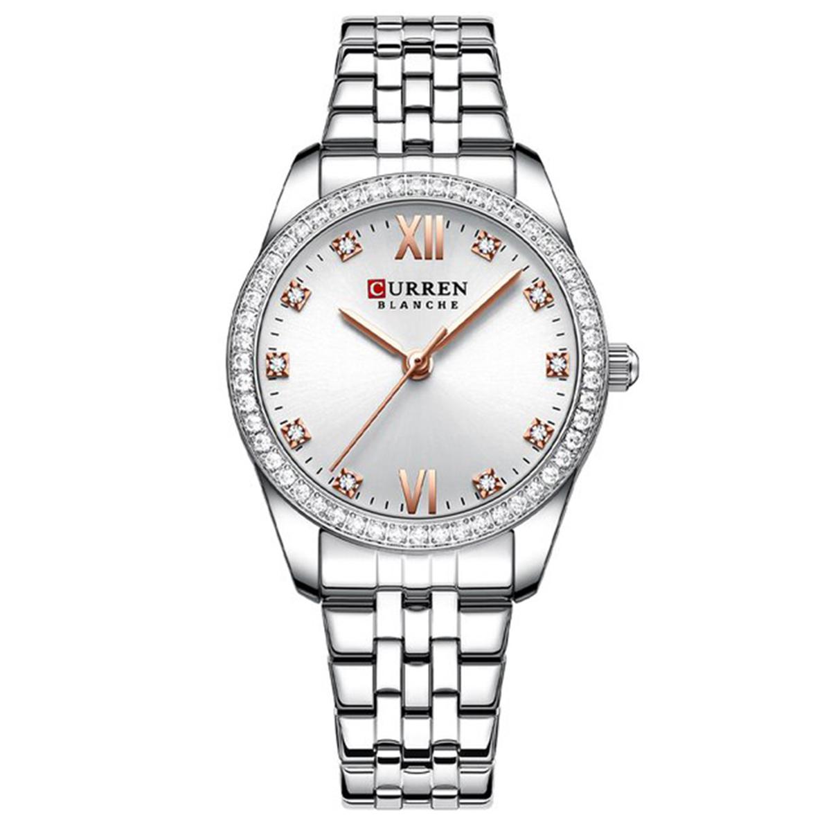 Picture of CURREN C9086 Silver Stainless Steel Analog Watch For Women - White & Silver