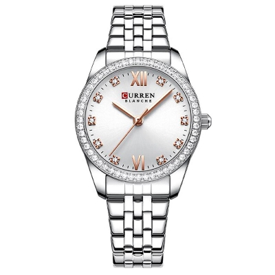 Picture of CURREN C9086 Silver Stainless Steel Analog Watch For Women - White & Silver