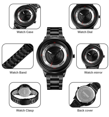 Picture of SKMEI 9267 Black Stainless Steel Analog Watch For Men - Black