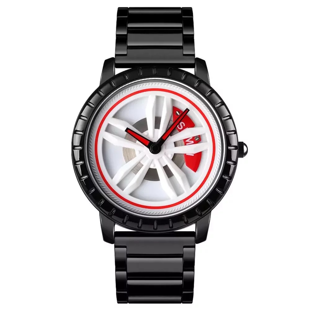 Picture of SKMEI 1634 Black Stainless Steel Rotation Wheel Fashion Waterproof Analog Quartz Watch For Men
