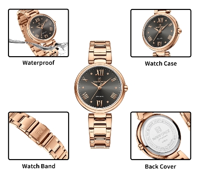 Picture of NAVIFORCE NF5030 Original New Stainless Steel Analog Sparkling Women Elegance Quartz Watch
