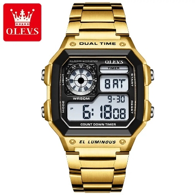 Picture of OLEVS 1108 Multi-function Hot Casual Watches For Men Digital Waterproof Stainless Steel Strap Male Wrist Watch Calendar Luminous
