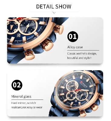 Picture of CURREN 8361 Casual Sporty Wristwatches Stainless Steel Band Chronograph Clock Men's Watches Luxury Original Quartz Clock Male