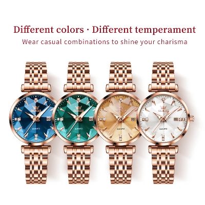Picture of OLEVS 5536 RoseGold Stainless Steel Dimond Cart Luxury Analouge Wrist Watch For Women