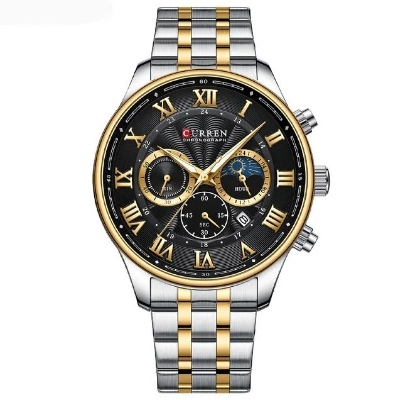 Picture of CURREN 8427 Stainless Steel Chronograph Watch for Men-Silver Golden & Black