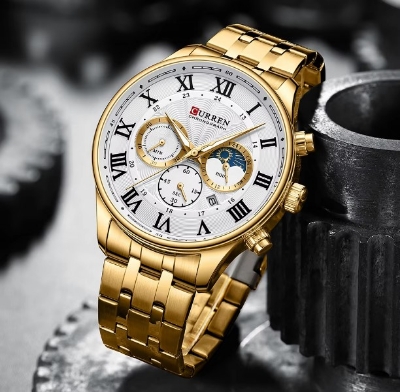 Picture of CURREN 8427 Stainless Steel Chronograph Watch for Men-Golden & White