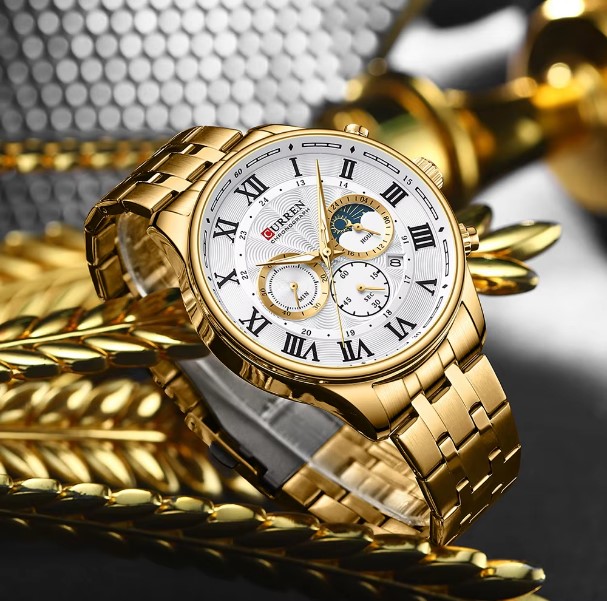 Picture of CURREN 8427 Stainless Steel Chronograph Watch for Men-Golden & White