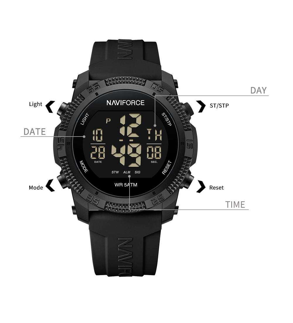 Picture of NAVIFORCE NF7104 Electronic Multi-function Trendy Waterproof Luminous Silicone Strap Birthday Gift Watch For Unisex