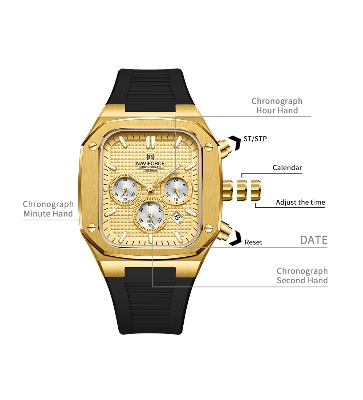 Picture of NAVIFORCE NF8037 Men’s Square Classic Big Face Chronograph Waterproof Luminous Silicone Strap Watch