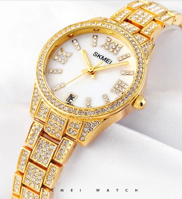 Picture of Skmei 1741 Stainless Steel Luxury Watches For Women- Golden & White