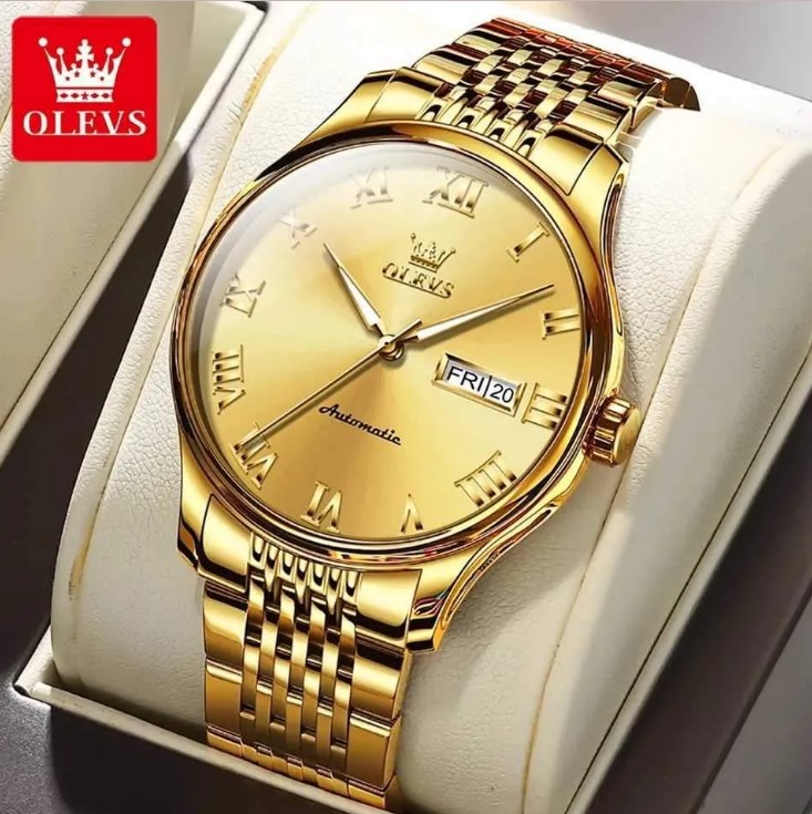 Picture of OLEVS 9979S Golden Stainless Steel Analog Wrist Watch For Men - Golden