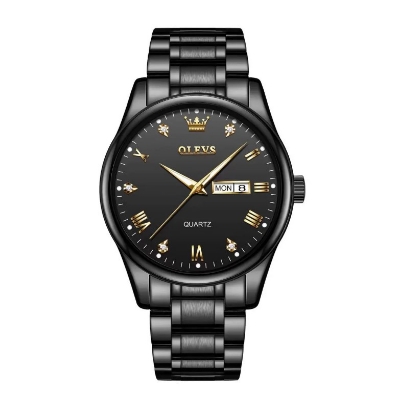 Picture of Olevs 5563G Black Stainless Steel Analog Wrist Watch For Men - Black