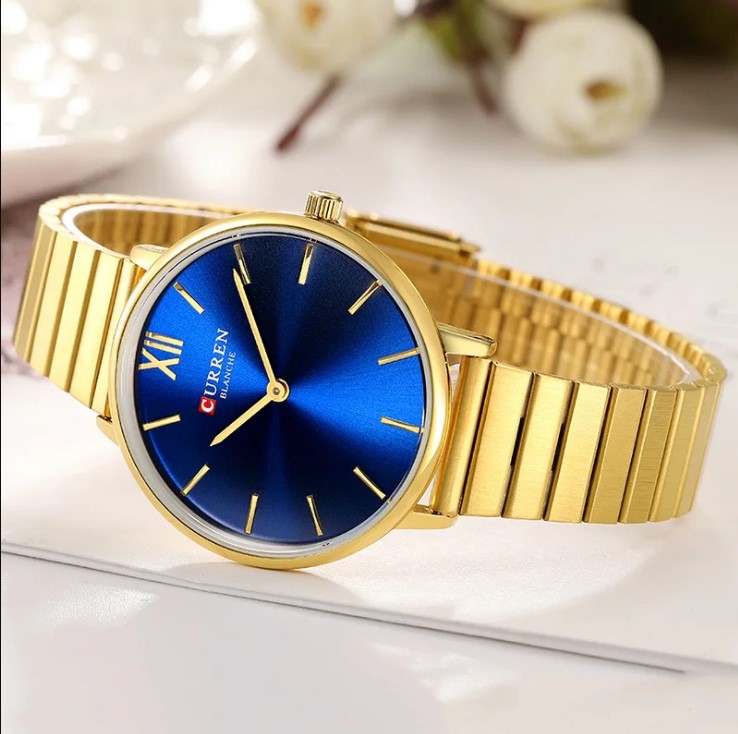 Picture of CURREN 9040F Stainless Steel Analog Watch for Women – Golden & Navy Blue